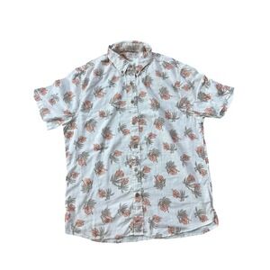 FAHERTY Mens Large Short Sleeve Button Up Tropical Print Breeze Shirt